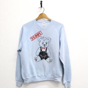 Vintage Teddy Bear in Overalls Sweatshirt XL